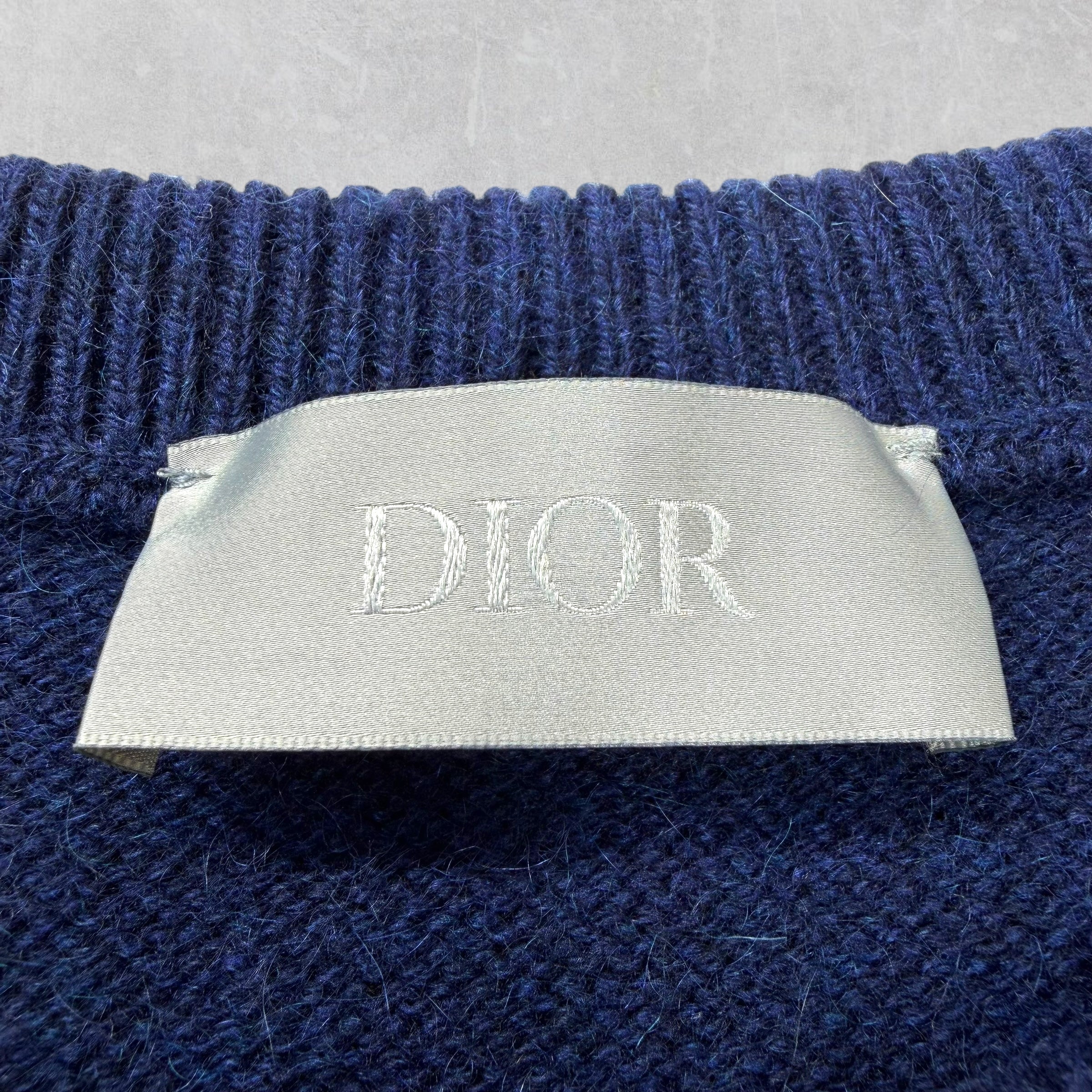 Dior Navy Blue Cashmere Knit Logo Sweater Vest XXL