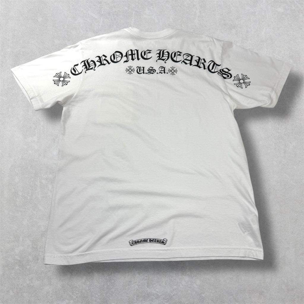 Chrome Hearts Script Logo USA Tee White L