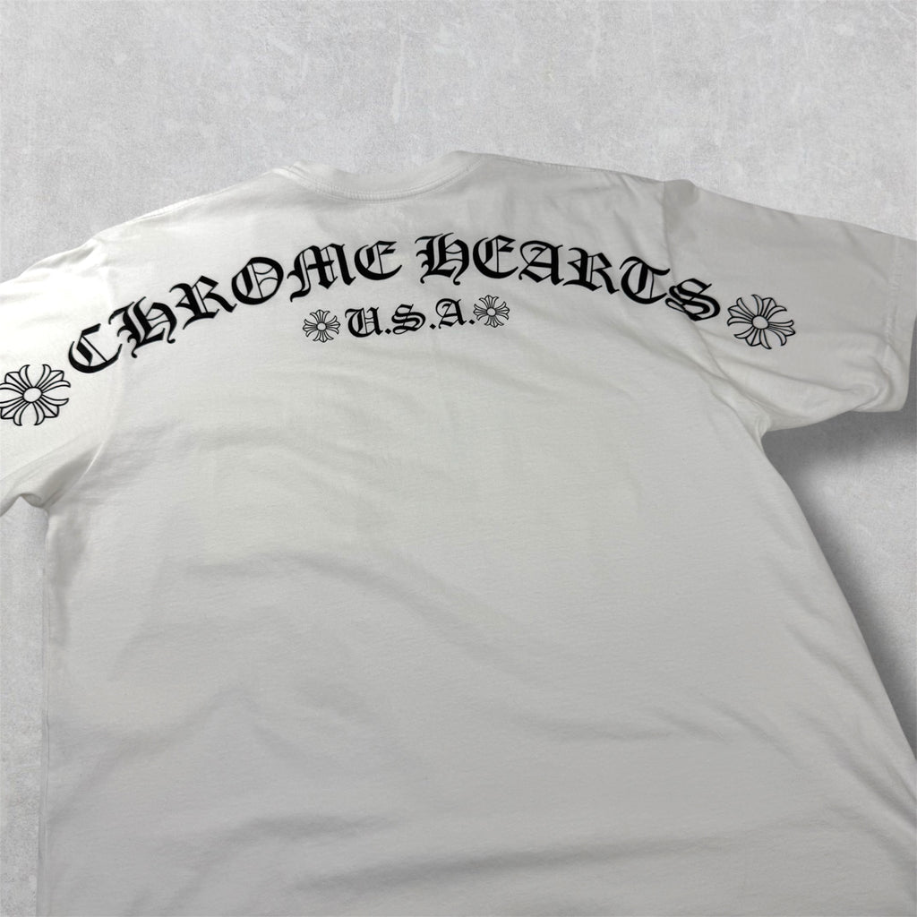Chrome Hearts Script Logo USA Tee White L