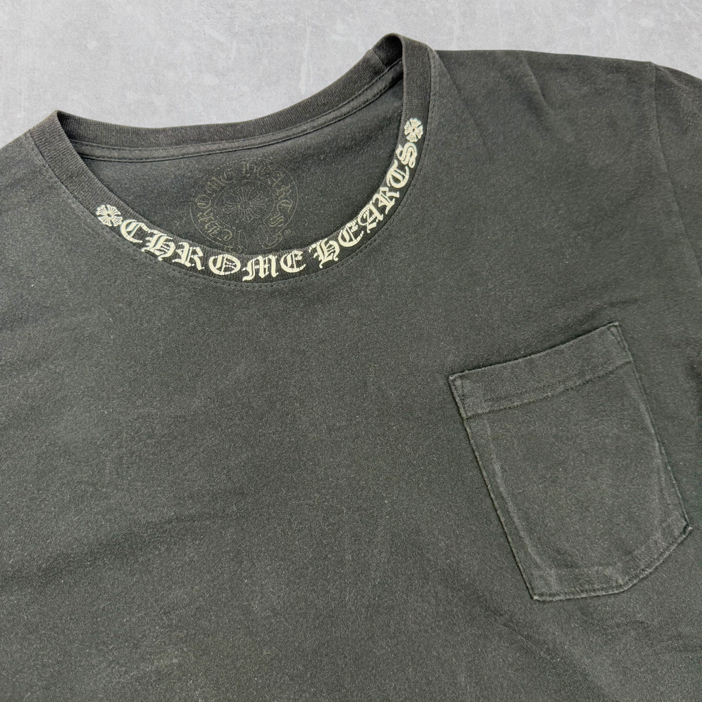 Chrome Hearts White Neck Logo Black Tee L