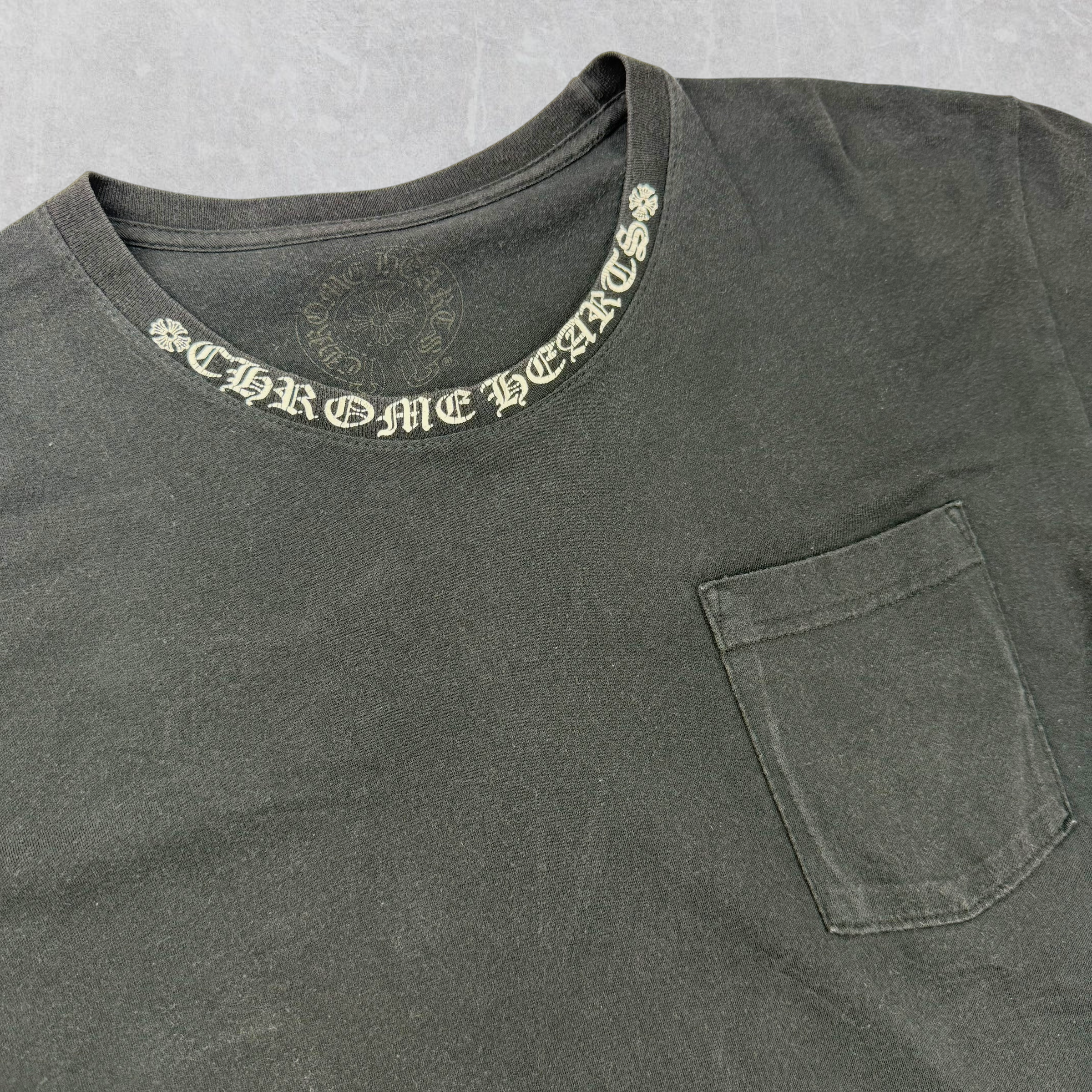 Chrome Hearts White Neck Logo Black Tee L