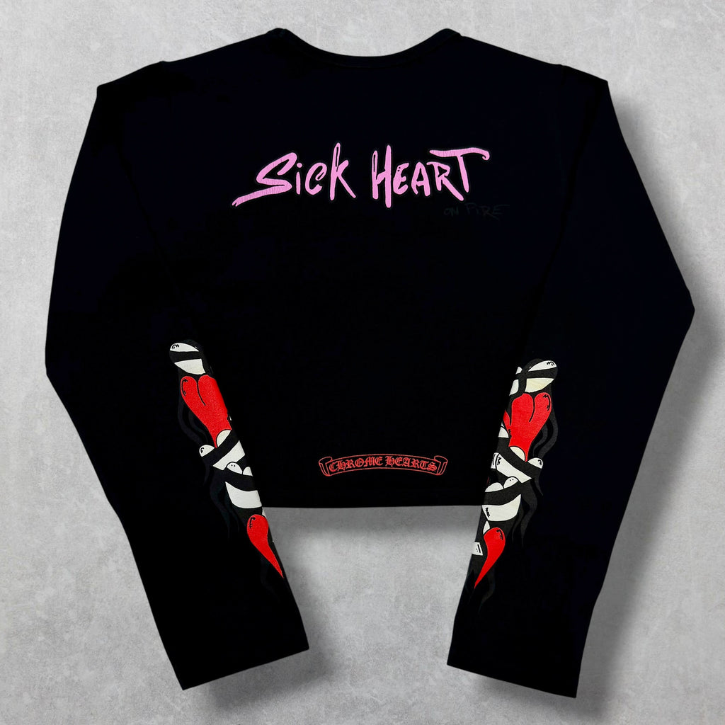 Chrome Hearts Matty Boy Sick Hearts Crop Top L/S Tee M
