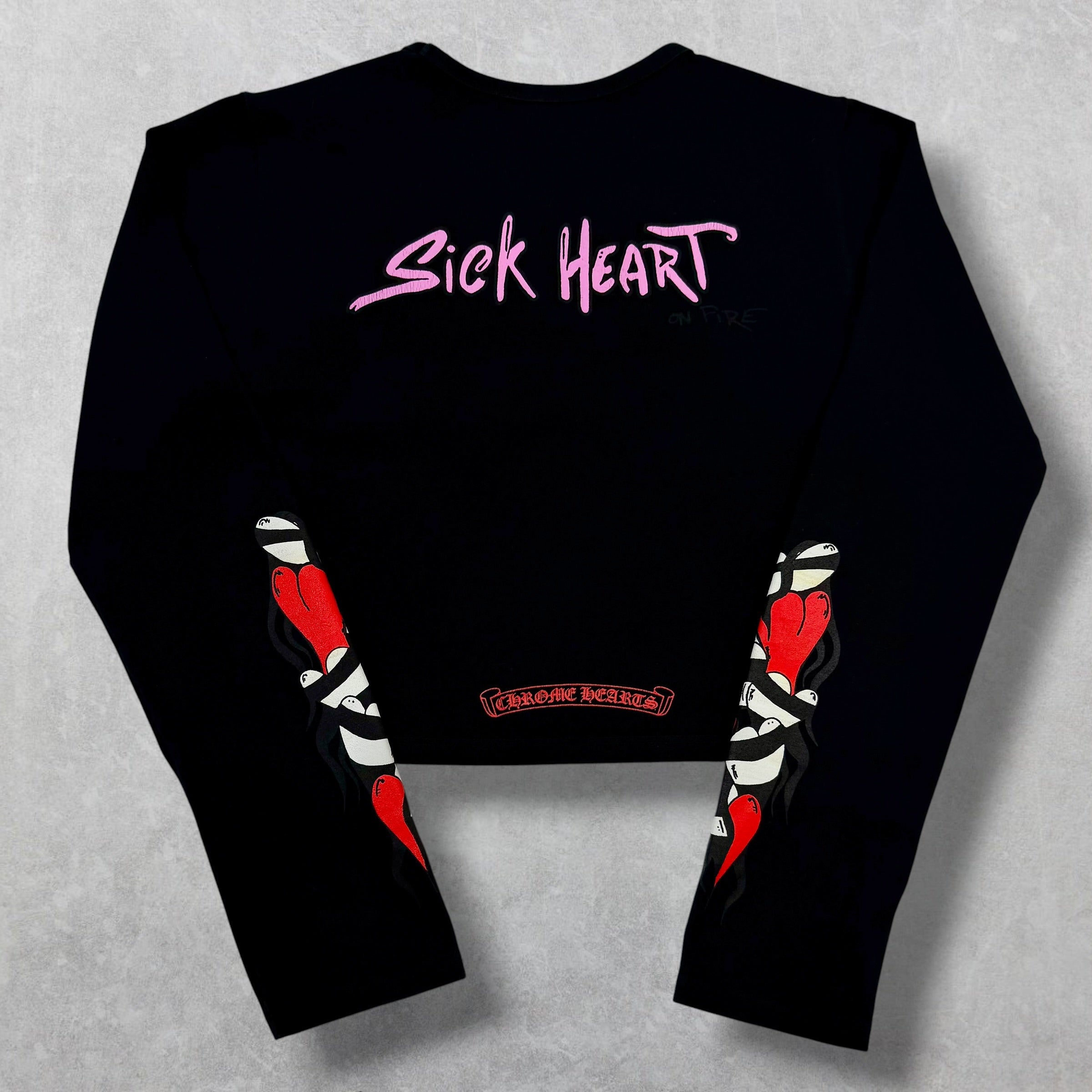 Chrome Hearts Matty Boy Sick Hearts Crop Top L/S Tee M