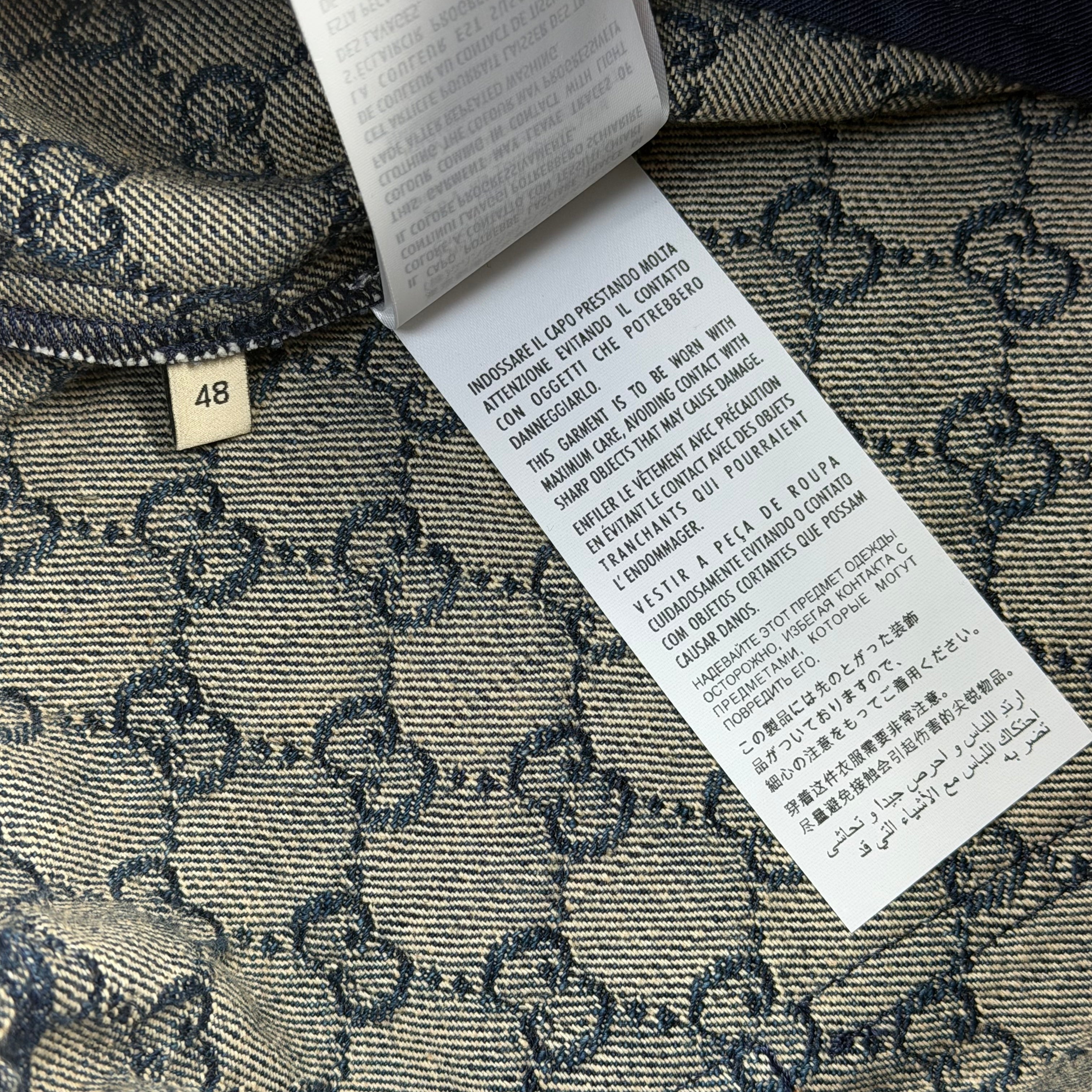 Gucci GG Monogram Denim Shorts W/ Leather Trim 48 (M)